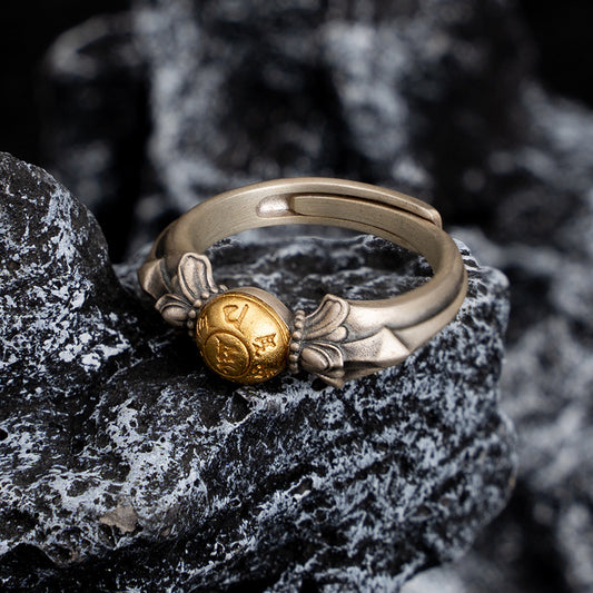 Mystical Scholar Ring - Ancient Sanskrit Wisdom Symbol